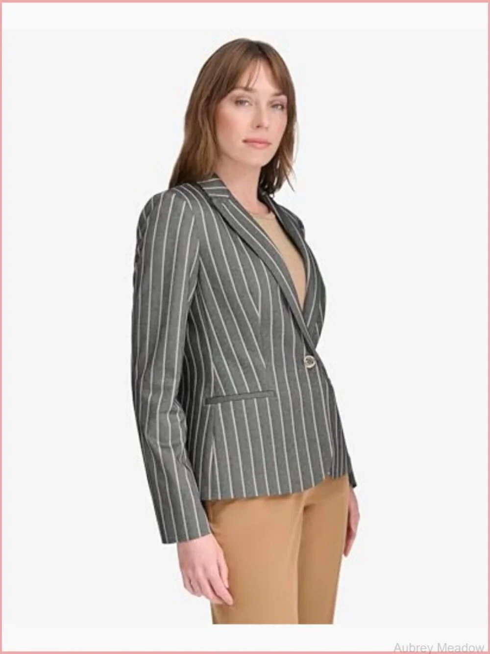 Single Button Notch Collar Blazer Jacket Work Suit Office